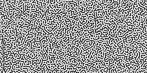 Abstract truing organic wallpaper Turing reaction diffusion monochrome seamless pattern with chaotic motion. Generative algorithm psychedelic background. Reaction-diffusion or truing pattern formation