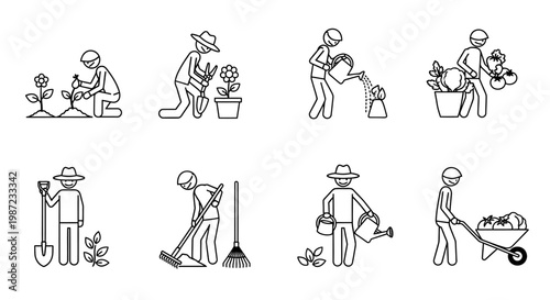 People engaged in gardening activities.