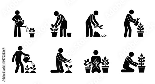 People engaging in gardening activities.