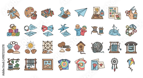 Collection of various cartoon icons.
