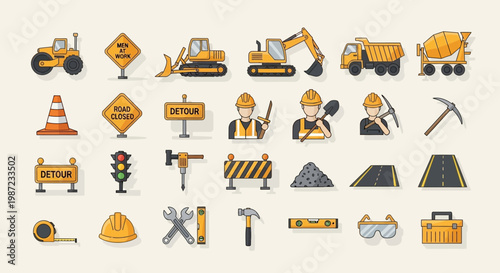 Construction site equipment and tools.