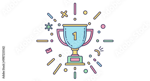 Number One Trophy Cup Award Symbol.