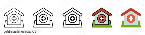 Hospital Icon With Differences and Colors