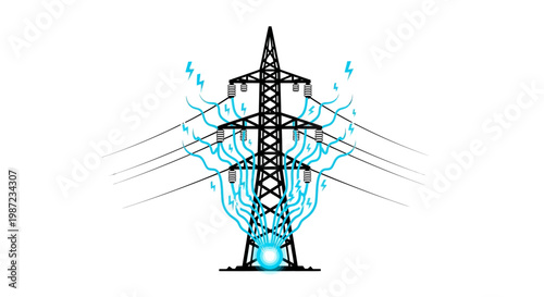 Electricity transmission tower power lines structure.