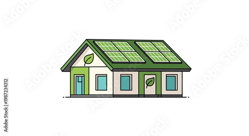 Eco friendly house with solar panels.