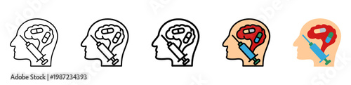 Drug Addiction Icon With Differences and Colors