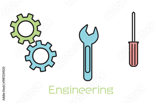 STEAM Education: Simple Illustration Icon Set for Engineering