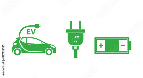 Green Electric Vehicle Charging Station.