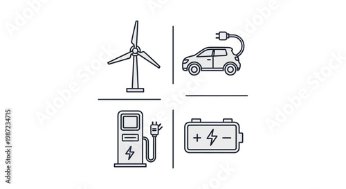 Electric Vehicle Charging Station Icons.