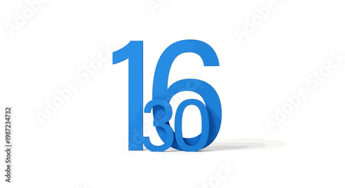 Large Blue Number Sixteen Sign.