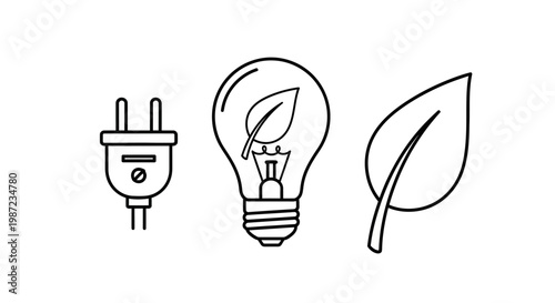 Eco friendly light bulb with leaf.