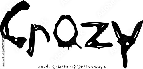 CRAZY Handwritten Horror Display Font Alphabet – Messy Drip Font Type with Chaotic Ink Letterforms, Wild Typography Meaning for Posters, Streetwear Branding, and Experimental Graphic Design Projects