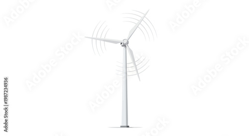 Wind turbine with three blades rotating.