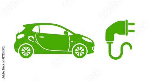 Electric car with charging plug.