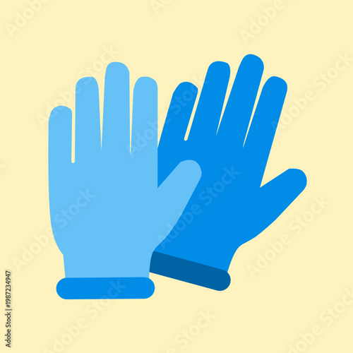 Medical gloves with blue color in flat style for healthcare protection theme