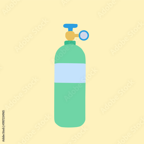 Canvastavla Oxygen tank with valve in flat style for medical support theme