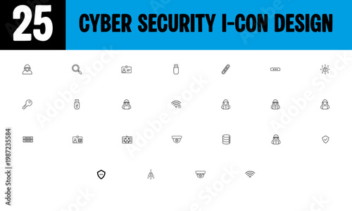 25 Modern Vector Icons for Cybersecurity & Network Defense
