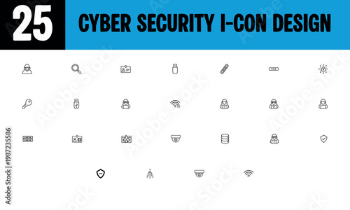 25 Modern Vector Icons for Cybersecurity & Network Defense