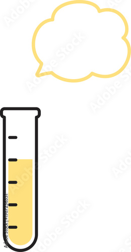 Simple illustration of liquid in a test tube and a fluffy speech bubble