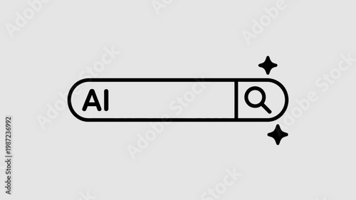 A simple black outline of a search bar with the letters ai inside and a magnifying glass icon high quality professional detailed modern elegant stylish clean
