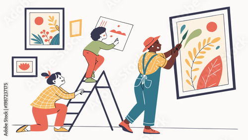 Home Renovation and Painting Interior Work Illustration