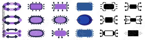 modern blue tech diagram icons, clean business network graphics, professional flowchart vector elements, sleek IT infrastructure symbols, elegant corporate connection designs, minimalist technology ic