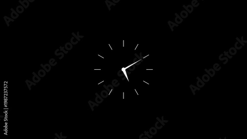 Clock icon animation for time tracking and scheduling use. Minimal timer and watch symbol motion for media projects. Clean animated clock indicator for digital countdown needs. Clock icon, timer