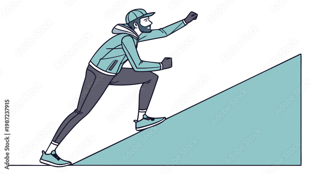 Obraz premium Man Running Uphill Motivation and Success Concept