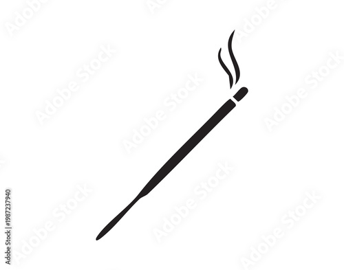 Burning incense stick emits gentle smoke, aromatic trail suggesting meditation and serene ritual setting, warm ember glow and subtle resin fragrance creating tranquil atmosphere for mindfulness