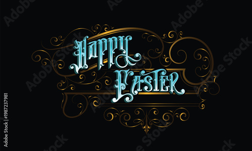 HAPPY EASTER lettering custom style design