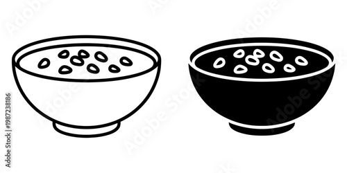 Bowl of soup vector icon, hot meal, comforting liquid dish, broth with small pieces, simple food symbol, graphic design element, isolated on white.