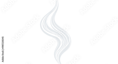 Subtle and elegant grey abstract smoke trails or wavy lines flowing vertically on a white background for minimalist design concepts.