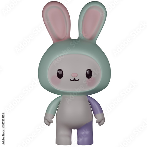Cute Bunny Character Cartoon Adorable Rabbit Mascot Design