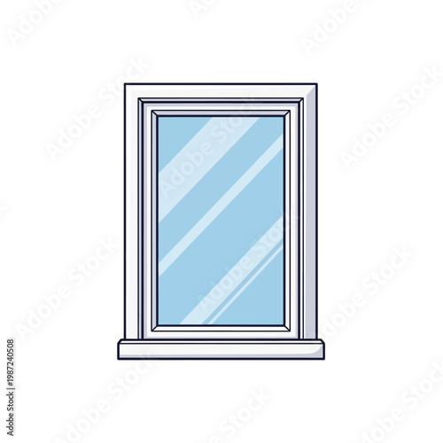 A stylized image of a window with a pixelated blue glass effect and white frame.