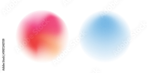 Set color circle gradient noise gradation. Abstract colorful watercolor blur mesh on isolated transparent background. Circle shape png.