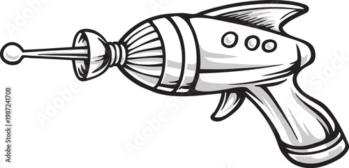 Hand drawn vector illustration of a fish sketch featuring marine nature elements like a shark and lure for sea fishing art and underwater ocean design