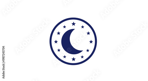 Crescent Moon Star Symbol Icon.