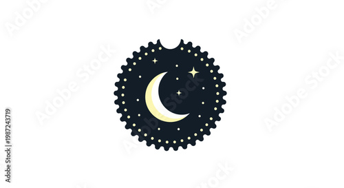 Crescent Moon Starry Night Sky.