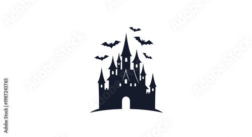 Dark Castle with Flying Bats.