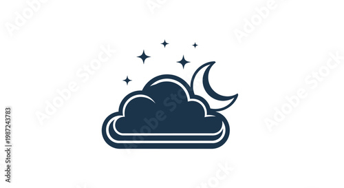 Dark Cloud with Moon and Stars.