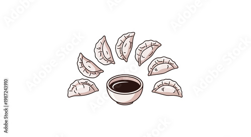 Dumplings with soy sauce bowl.
