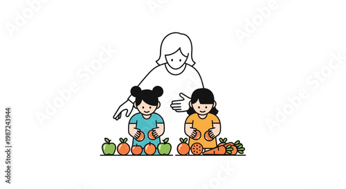 Family Harvesting Pumpkins Together.