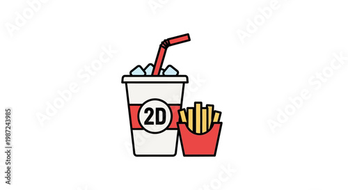 Fast Food Cartoon Drink Fries.