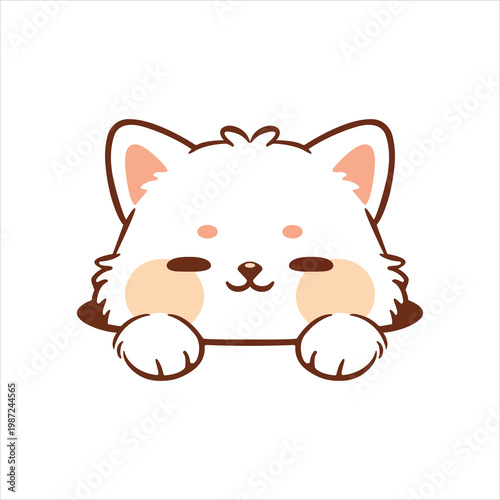 A cute cartoon cat head, sitting nicely
