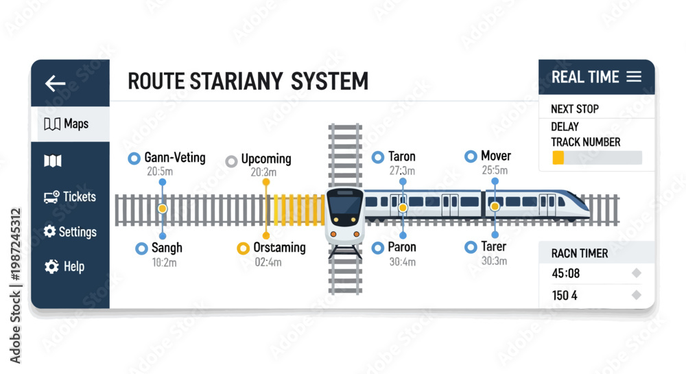 Naklejka premium Route Starian System Interface Display.