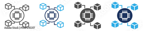 blockchain icon set multi concept