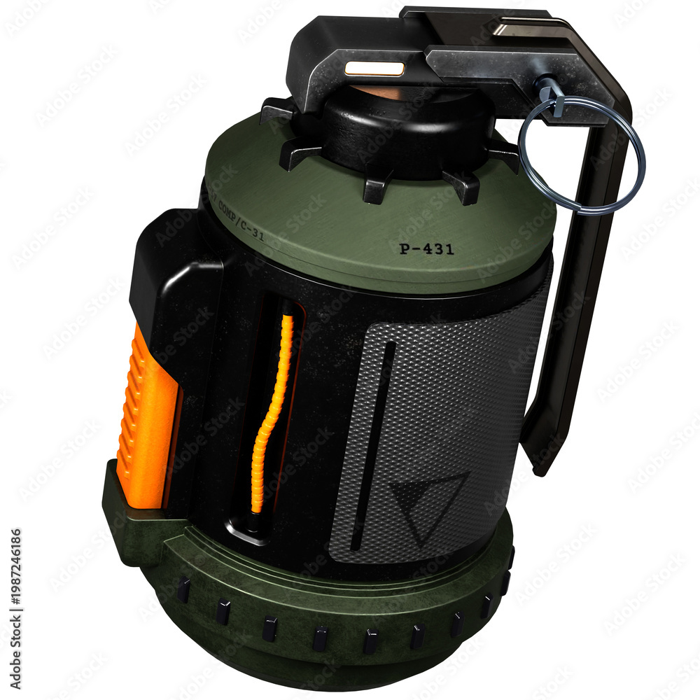 Naklejka premium Sci-fi grenade futuristic explosive device
