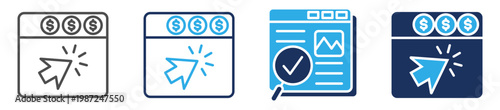 pay per click icon set multi concept
