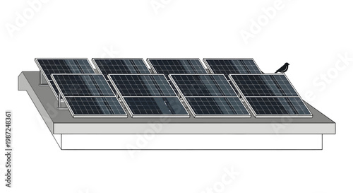 Solar panels on roof, renewable energy system