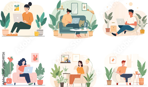 Set of business people icons vector illustration showing office workers in cartoon style